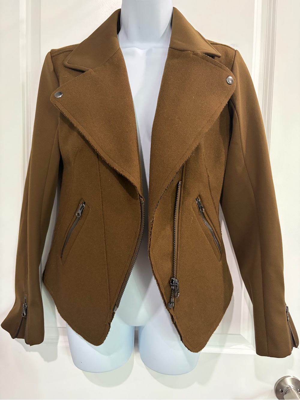 H&M Olive Brown Asymmetrical Moto Jacket